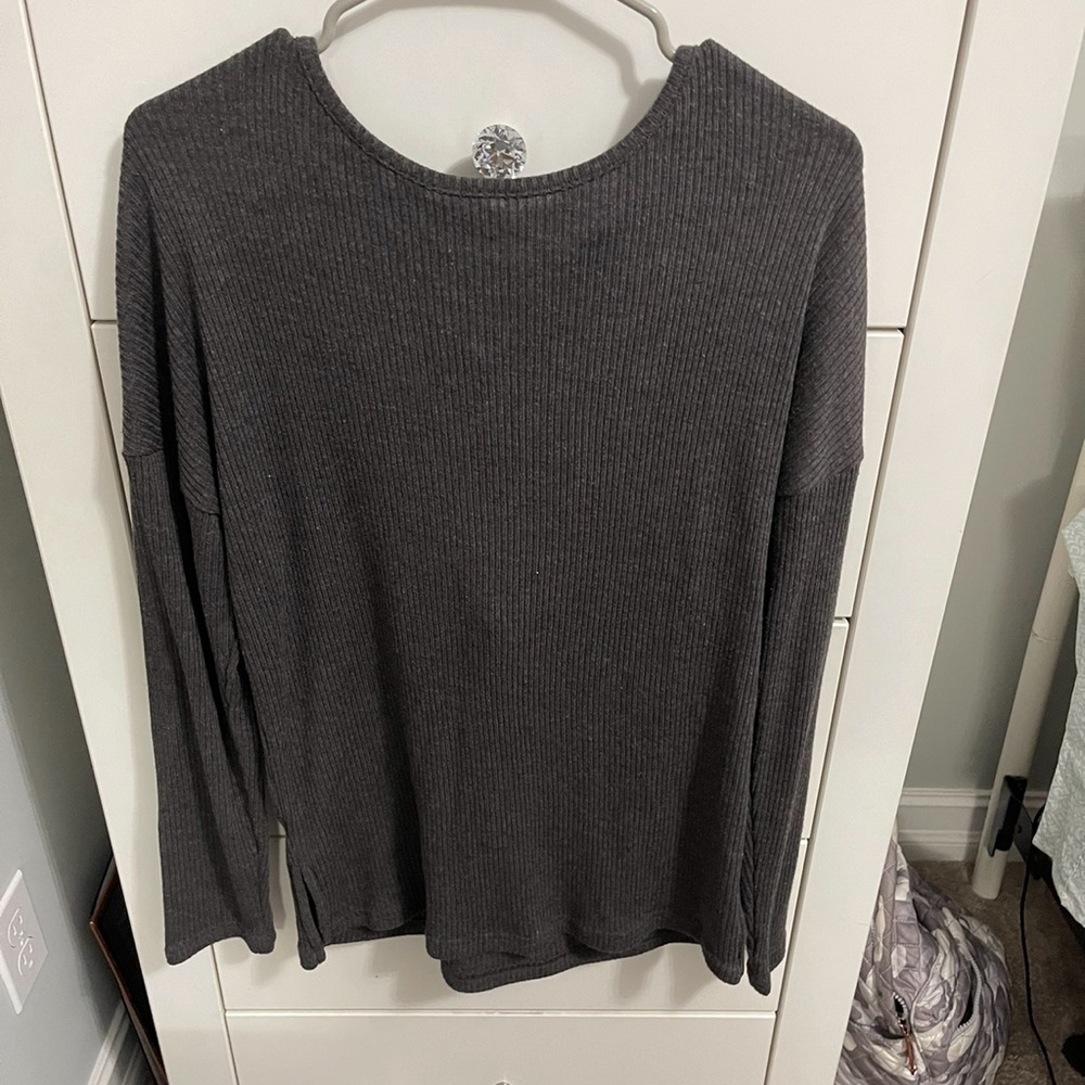 Gray Sweater with tied up back